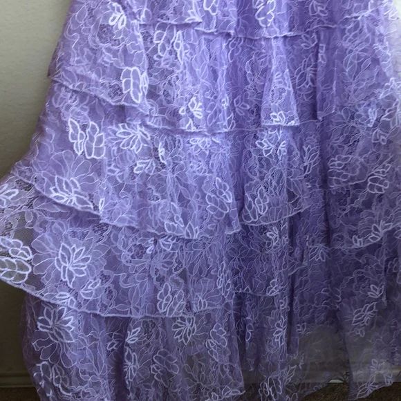 Vintage Lilac A-Line Lace Tiered Prom Dress Party Dress Evening Dress TP4503