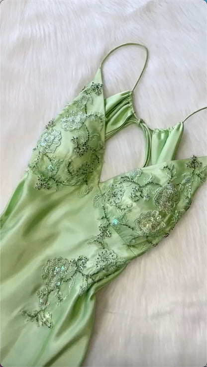 Vestido de fiesta elegante de satén de sirena, vestido largo para mujer para fiesta
