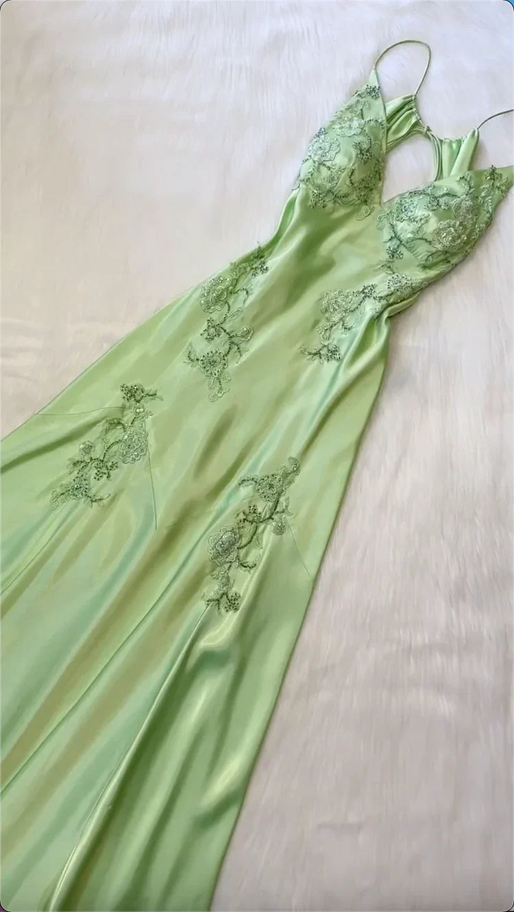 Vestido de fiesta elegante de satén de sirena, vestido largo para mujer para fiesta