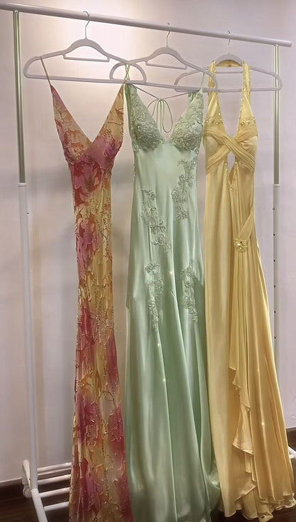 Vestido de fiesta elegante de satén de sirena, vestido largo para mujer para fiesta