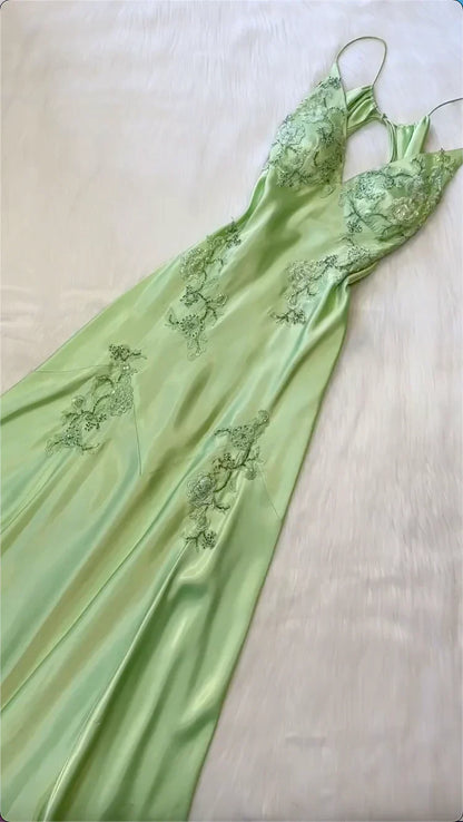 Vestido de fiesta elegante de satén de sirena, vestido largo para mujer para fiesta