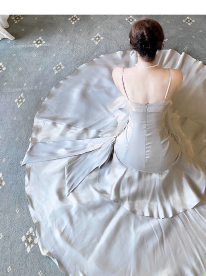 Vestidos de fiesta largos de sirena modestos con tirantes finos para fiesta de cumpleaños y noche