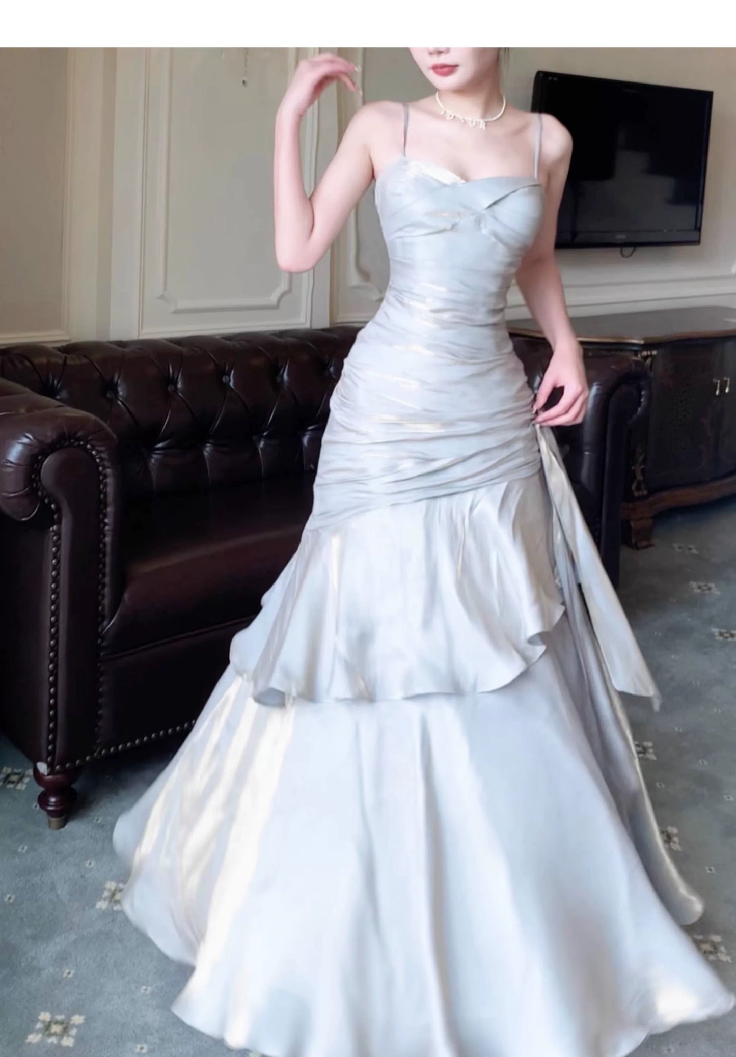 Vestidos de fiesta largos de sirena modestos con tirantes finos para fiesta de cumpleaños y noche