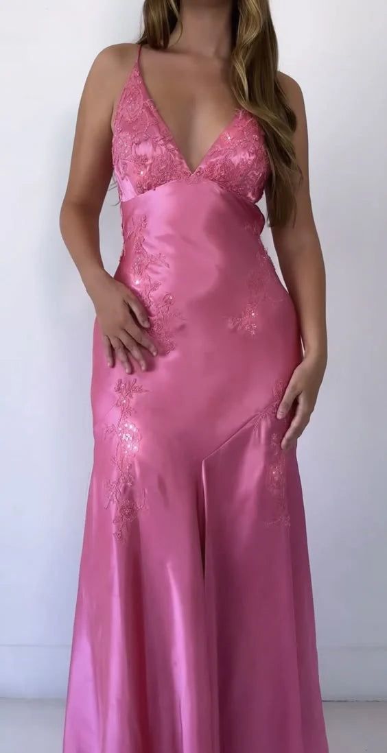 Vestido de fiesta elegante de satén de sirena, vestido largo para mujer para fiesta