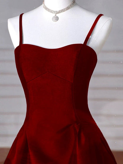 Vestido largo formal con tirantes de satén azul marino para mujer