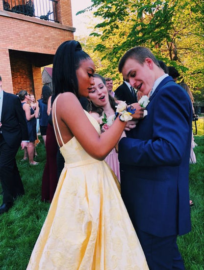 Yellow Prom Dresses,Long Evening Dress Pretty Prom Dresses P7412