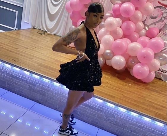 Vestido de cóctel corto con escote en V y lentejuelas negras, sexy, con espalda abierta
