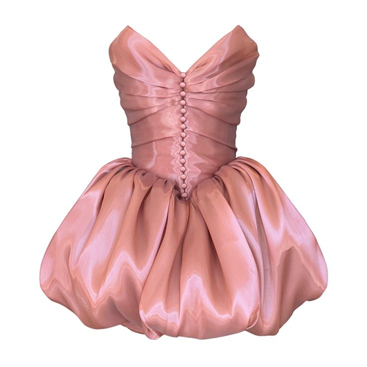 Cute Blush Pink V Neck Pleated Short A Line Cocktail Dress Homecoming Dress  S762