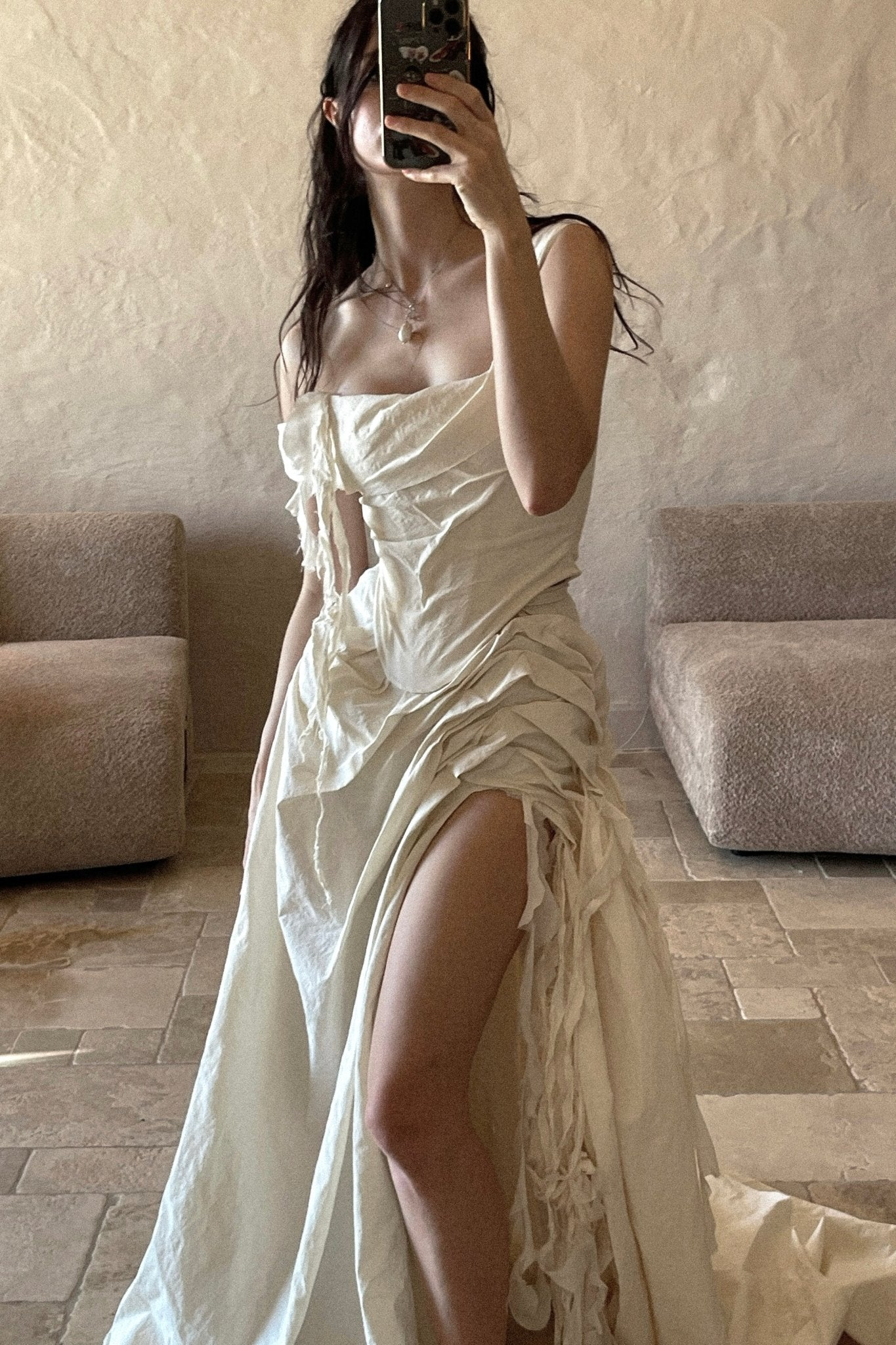 Stunning A Line Off the Shoulder Satin Long Prom Dress Evening Dress with Slit SH2268