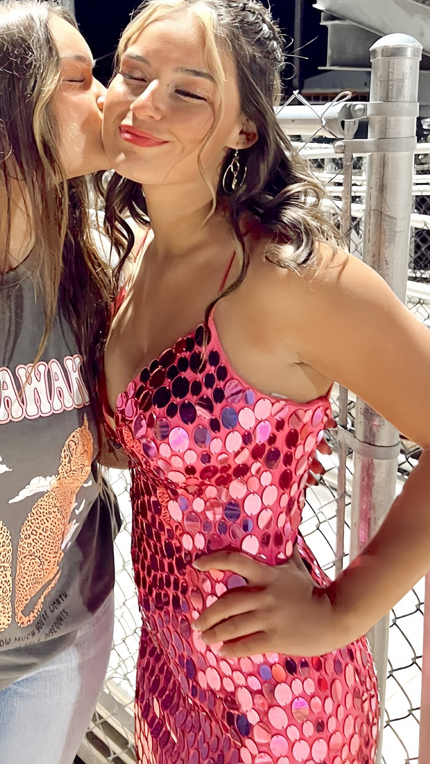 Pink Mermaid Sequin Long Evening Prom Dress, AST1556