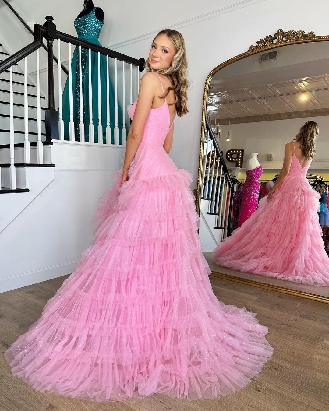 Princess Pink Prom dresses Long Party Dresses,WQ106