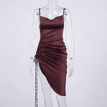New Satin Green Prom Dress Spaghetti Strap Party Evening Dress  SH1401