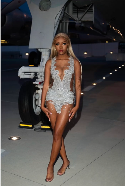 Luxury sparkling exquisite beaded crystal short sexy fashion ball gown evening dress party dress gh2982