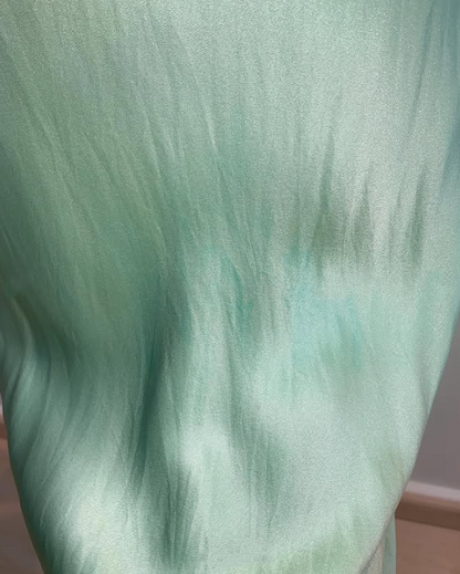 Green Vintage Fashion Beaded Spaghetti Straps Long satin Formal Prom Dress, Evening Dress, Party Dress gh3501