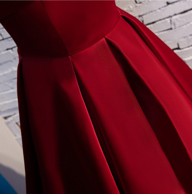 Red Elegant Fashion Simple Bow Sweet A-line Long Satin formal Ball Gown Evening Dress 8396