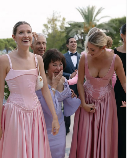 Pink Retro Elegant Square Round Neck A-line Spaghetti Strap Satin Long Evening Dress Birthday Party Dress Bridesmaid Dress gh3717