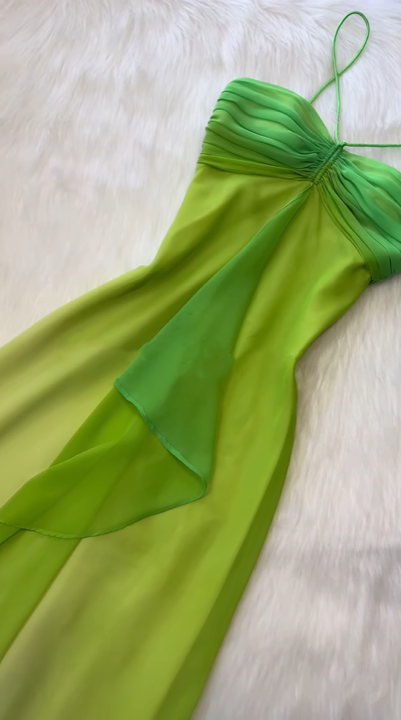 Green Fashion gradient Elegant Fairy Refreshing Long Chiffon Ball Dress Evening Dress Seaside Vacation Birthday Party Dress Ball Dress gh3757