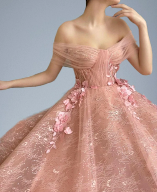 Off Shoulder Sweetheart 3D Flower Pleats Lace Pocket Tulle Prom Dresses Formal Wedding Party Gowns  gh2189