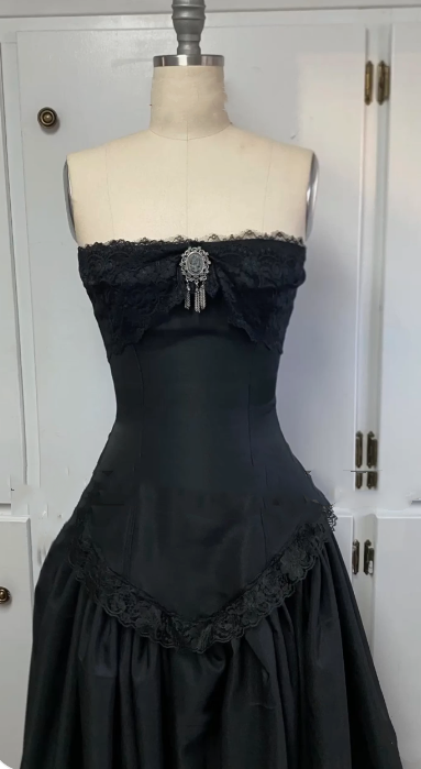 Black vintage fashion off the shoulder formal long satin formal prom dress evening gown gh3472