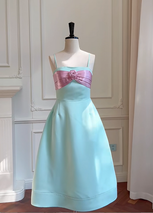 shopuniqlos -Green sweet cute short satin homecoming dress birthday party dress gh5100