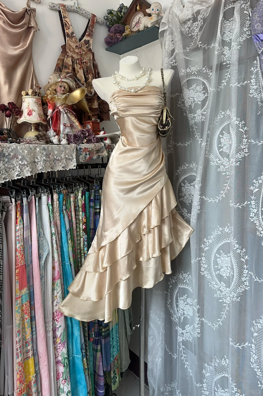 Champagne Strapless Multi-Layered Party Birthday Dress Formal Homecoming Dress S505