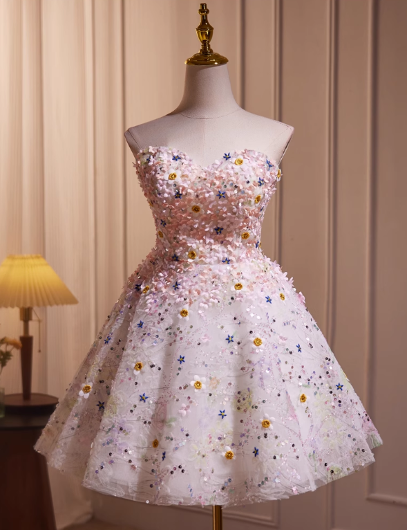 Vestido de fiesta sin mangas con encantador diseño de lentejuelas y bordado floral TP3471