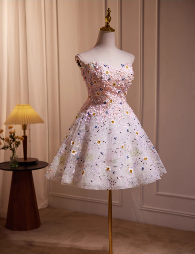 Vestido de fiesta sin mangas con encantador diseño de lentejuelas y bordado floral TP3471