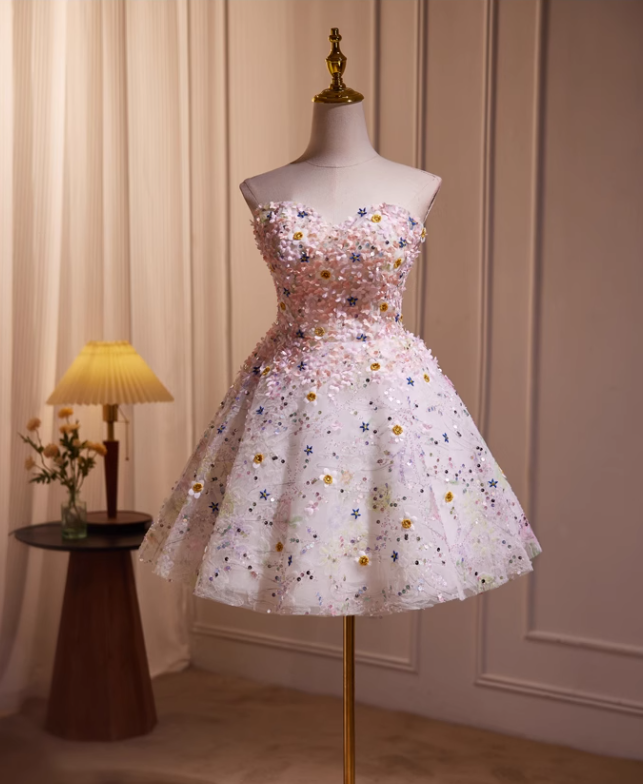 Vestido de fiesta sin mangas con encantador diseño de lentejuelas y bordado floral TP3471