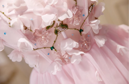Charming Pink 3D Flowers Design Elegant Mesh Sleeveless Strapless Homecoming Dress TP3482