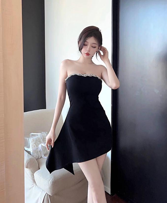 Vintage Black Sequin Design A-line Sleeveless Strapless Homecoming Dress TP3721