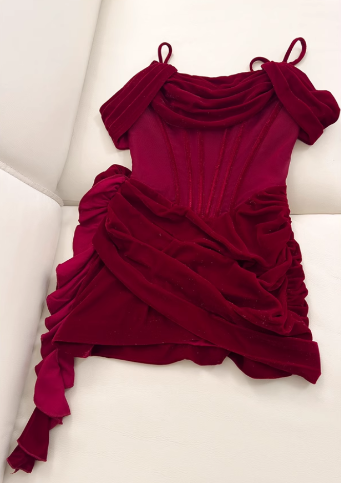 Vintage Burgundy Spaghetti Strap Sheath Party Dresses Homecoming Dresses, TP3793