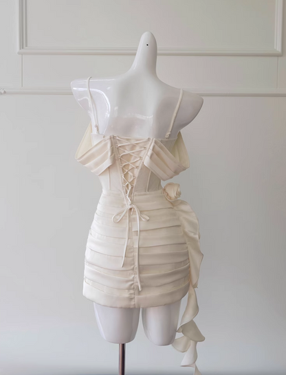 Vintage Beige Spaghetti Strap Design Sheath Party Dresses Homecoming Dresses, TP3799