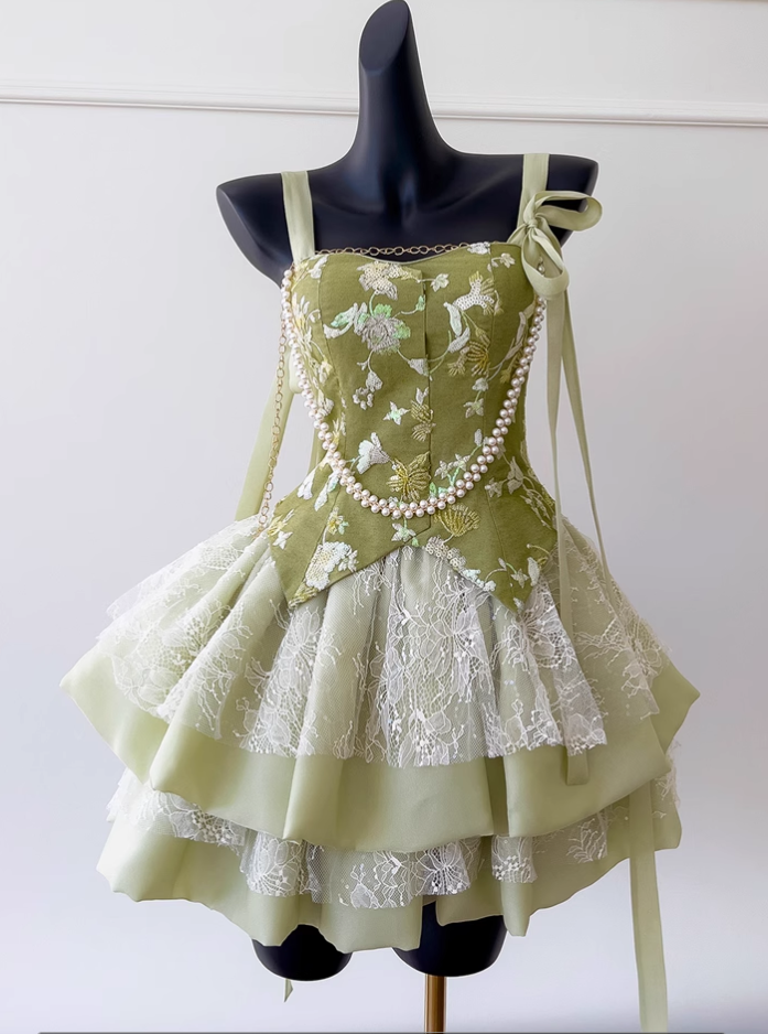 New Fashion Green Appliqued A-line Tiered Party Dresses Homecoming Dresses, TP3808