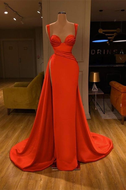 Red Long Slit Prom Dress Mermaid gh707
