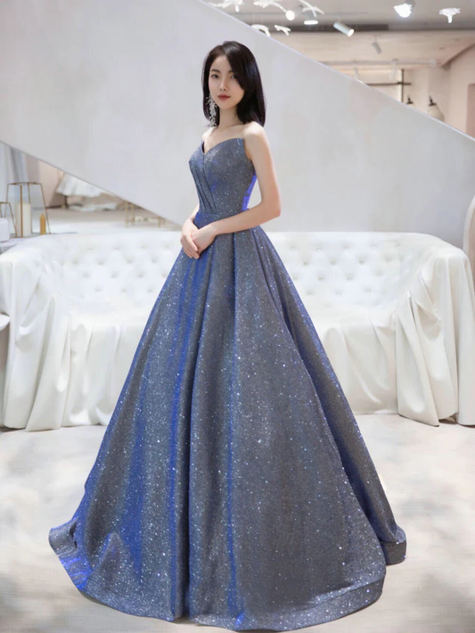 Charming V-Neckline Sequins Long Simple Party Dresss, New Shiny Prom Dress Formal Dress gh250