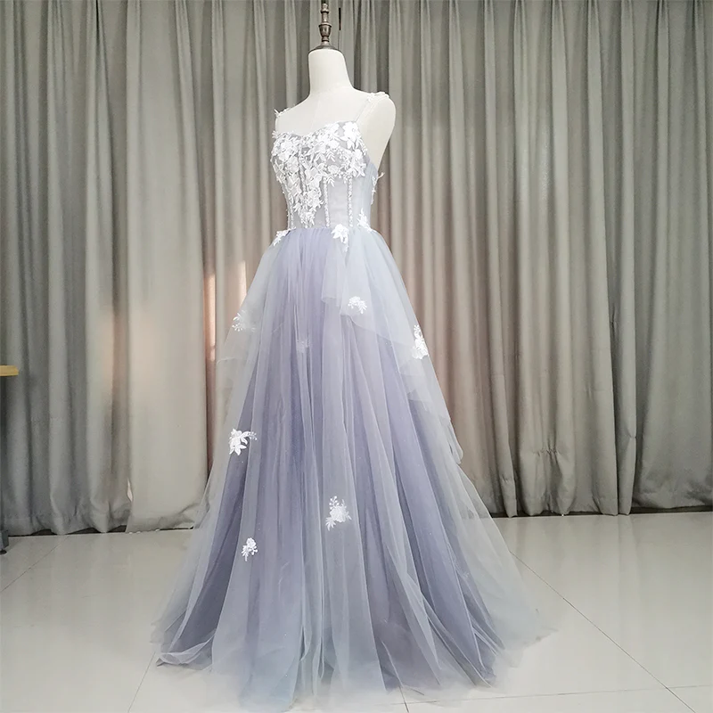 Fashionable Grey Tulle Sweetheart Straps Long Party Dress, Sweet 16 Dress  gh352