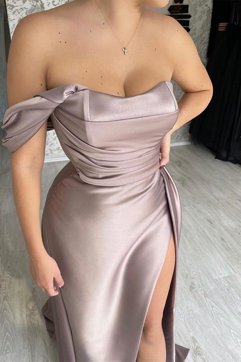 One-Shoulder Strapless Long Mermaid Prom Dress With Split gh723