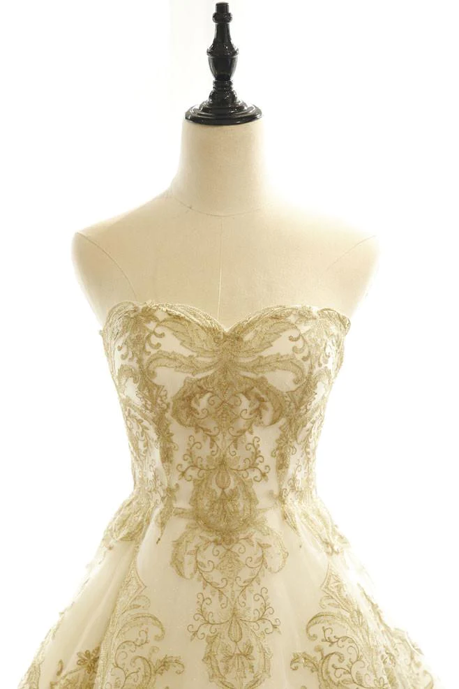 Charming Ivory Tulle Long Wedding Party Dress With Lace, A-Line Tulle Prom Dress Party Dress  gh82
