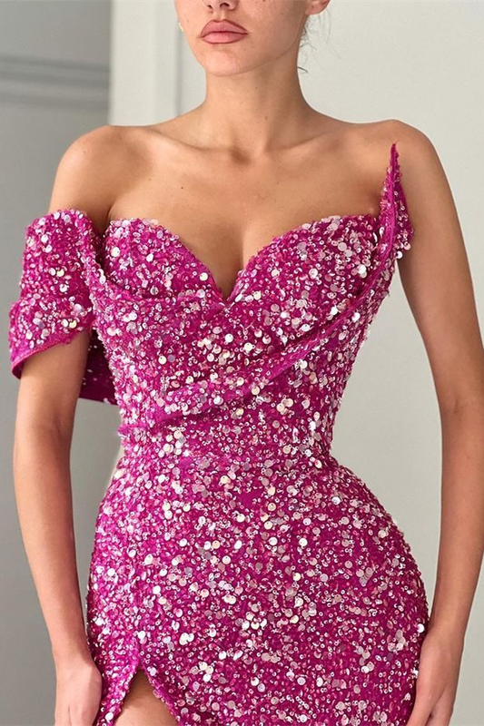 Purple One-Shoulder Sweetheart Mermaid Prom Dress With Split gh709