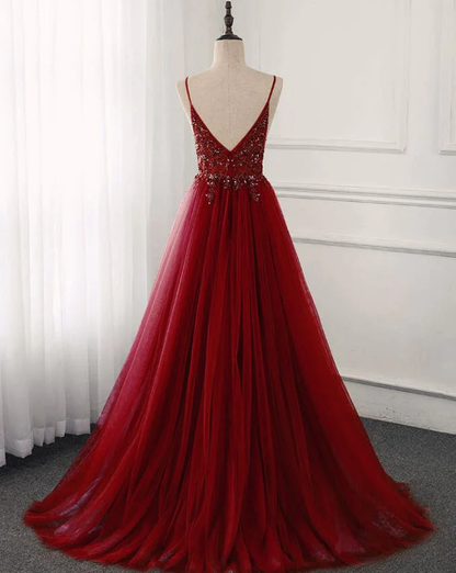 Gorgeous Wine Red Beaded Floor Length Party Dress,Burgundy Junior Prom Dress  gh216