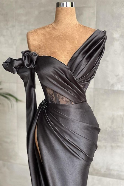 Black Long Sleeves Mermaid Prom Dress gh675