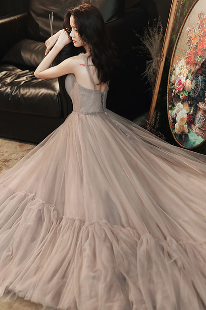 Charming Tulle Sweetheart Straps Long Formal Dress, A-Line Prom Dress Evening Dress  gh99