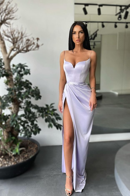 Spaghetti-Straps Mermaid Prom Dress Split gh691