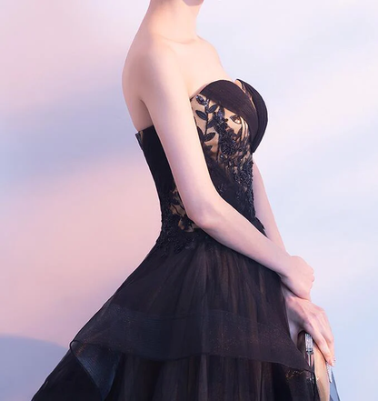 Black And Champagne Tulle Sweet 16 Dress, Beautiful Prom Dress gh451