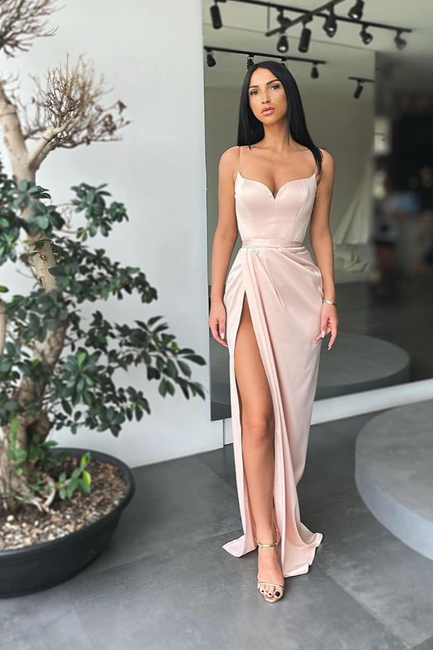 Spaghetti-Straps Mermaid Prom Dress Split gh691