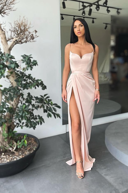 Spaghetti-Straps Mermaid Prom Dress Split gh691