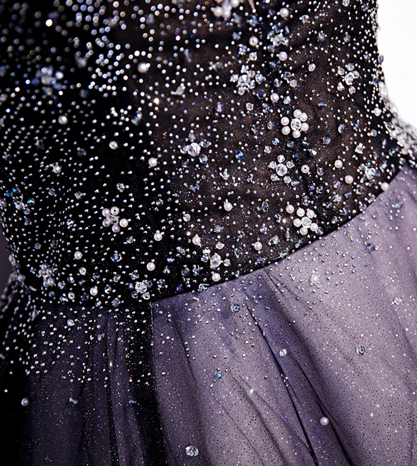 Charming Purple Gradient Tulle V-Neckline Long Party Dress, A-Line Prom Dress gh244