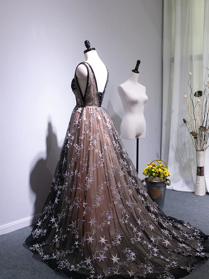 Charming Long Backless Tulle Evening Gown, Prom Dress gh350