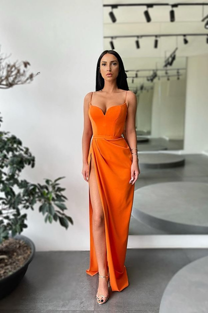 Spaghetti-Straps Mermaid Prom Dress Split gh691