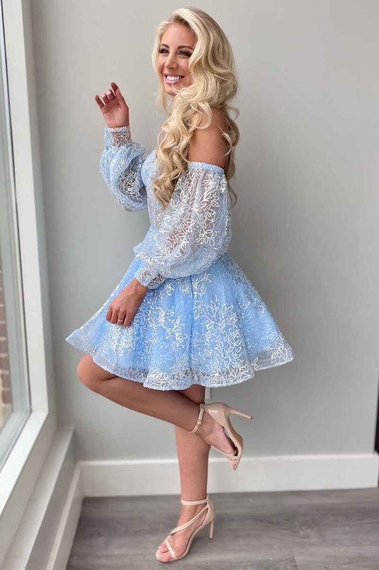 A-Line Ivory Sweetheart Puff Sleeve Short Party Dress gh1343